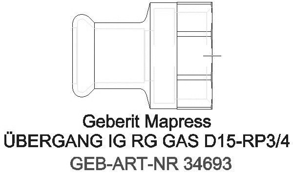 GE Mapress Kupfer Übergang mit IG (Gas) Rg d15-Rp3/4_34693_A