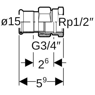 GE Mapress Therm Übergangsverschraubung Geberit - GE Mapress Therm Übergangsverschraubung
