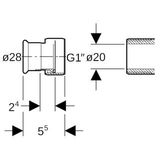 GE Mapress Therm Übergang mit Überwurfmutter Geberit - GE Mapress Therm Übergang mit Überwurfmutter