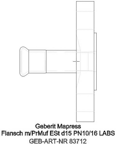 GE Mapress Edelstahl Flansch PN 10/16 mit Pressmuffe (LABS-frei), d15_83712_G