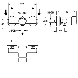 AR F3 Wandbatterie, hydr., Mischer, AP, für Dusche KWC Aquarotter - AR F3 Wandbatterie, hydr., Mischer, AP, für Dusche