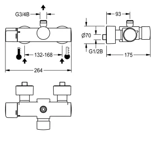 AR F5 Wandbatterie, hydr., Thermostat, Dusche KWC Aquarotter - AR F5 Wandbatterie, hydr., Thermostat, Dusche