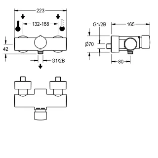 AR F5 Wandbatterie, hydr., Mischer, AP, Dusche KWC Aquarotter - AR F5 Wandbatterie, hydr., Mischer, AP, Dusche