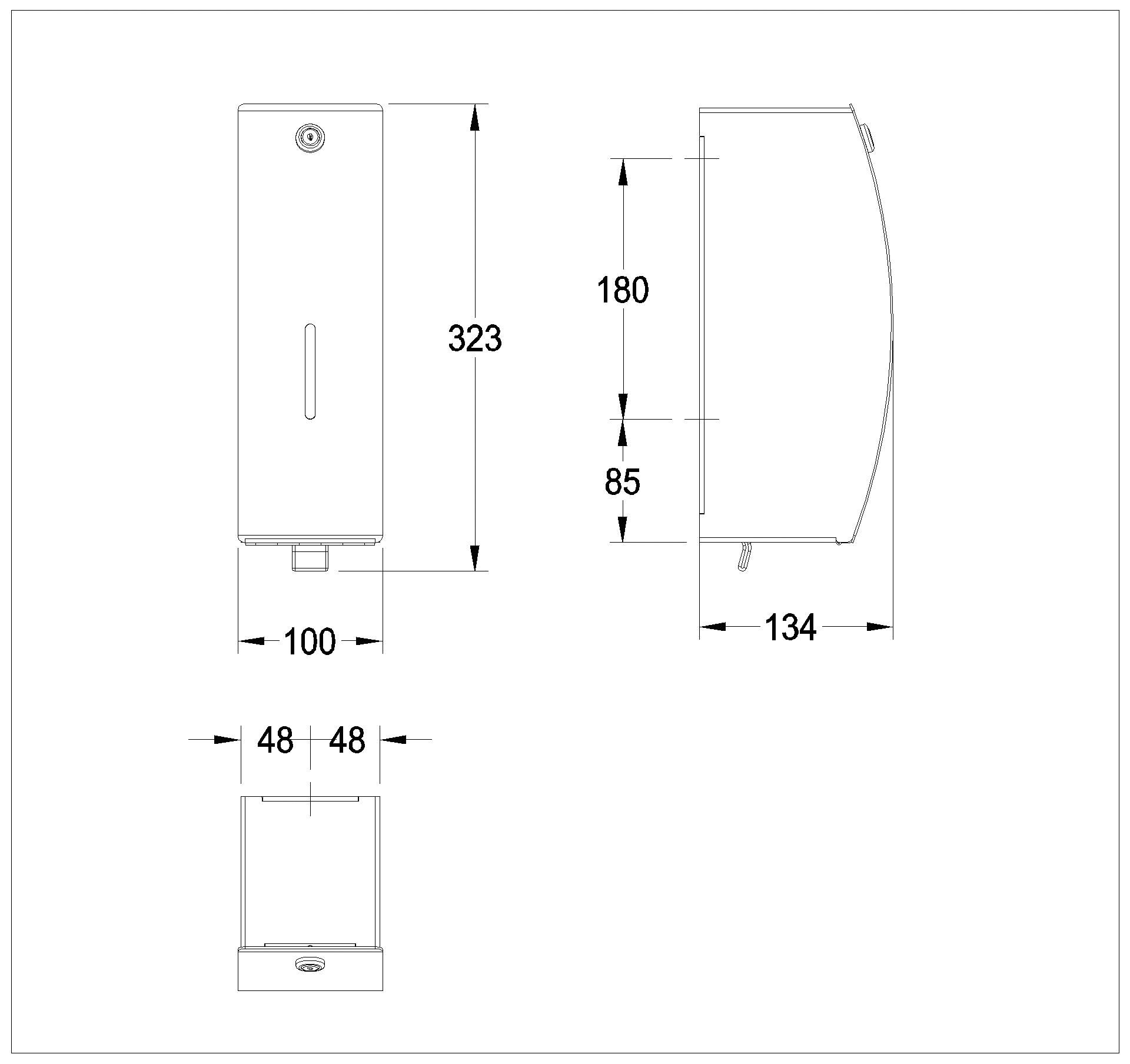 Desinfektionsmittelspender, STRATOS, Edelstahl, Aufputz, 100x323x134 mm, STRX629