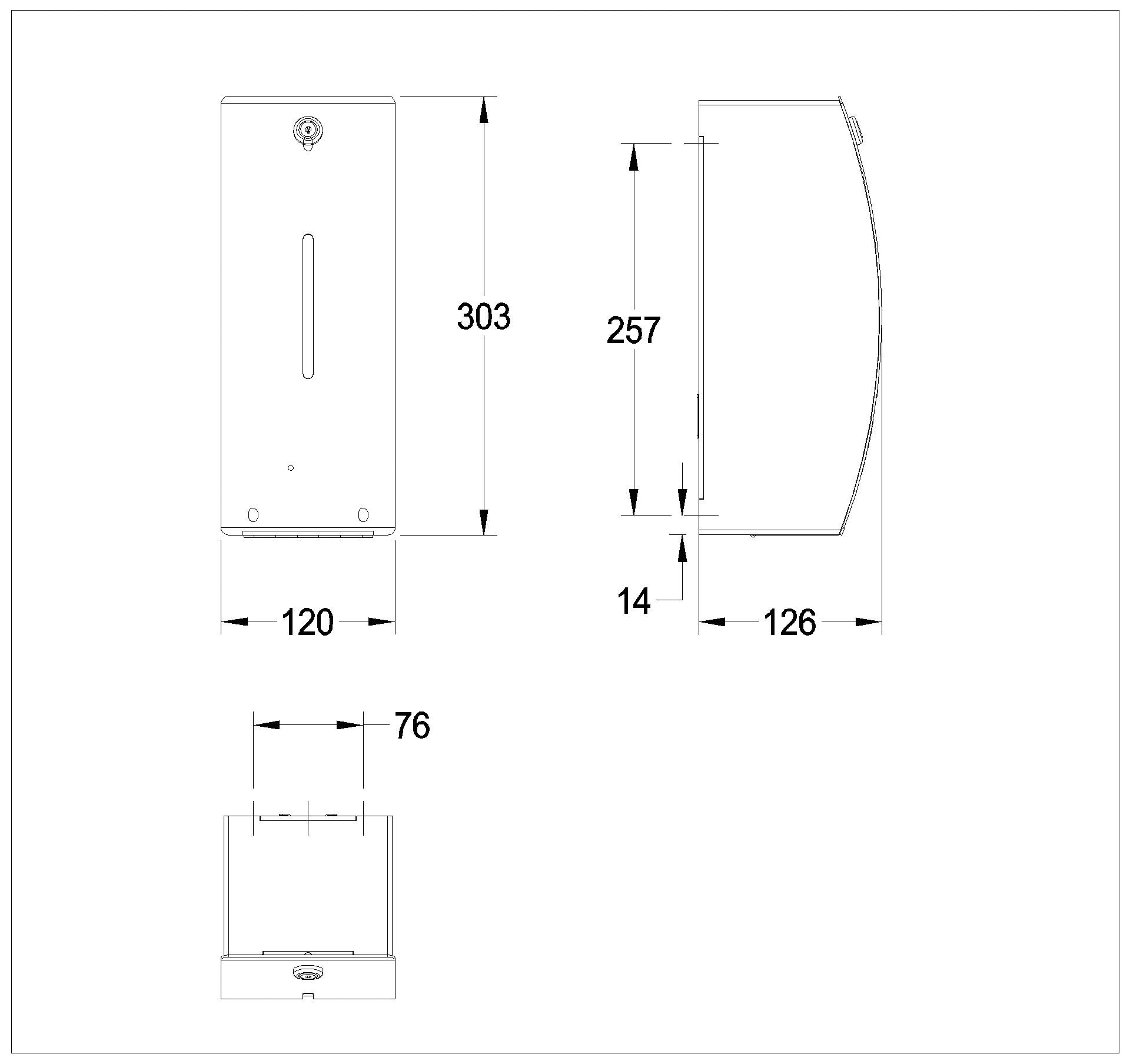 Desinfektionsmittelspender, STRATOS, elektr., Edelstahl, AP, 120x303x126 mm, STRX627