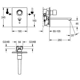 AR F5 Wascharmatur, elek., Thermostat, UP Fertigbauset KWC Aquarotter - AR F5 Wascharmatur, elek., Thermostat, UP Fertigbauset