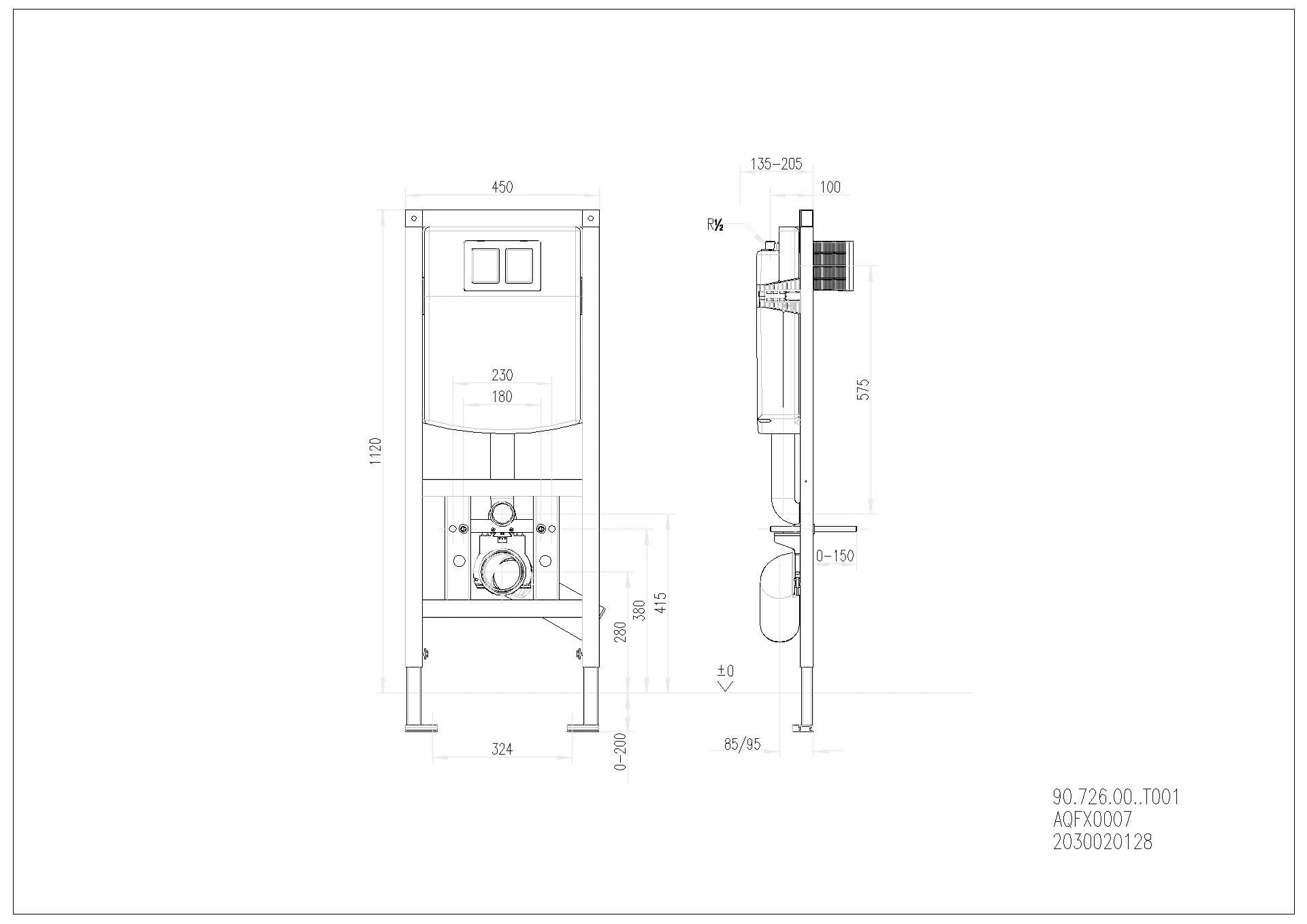 Installationselement, AQUAFIX, f. WC, mit Spülkasten, barrierefrei, AQFX0007