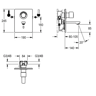 AR F5 Wascharmatur, elek., Thermostat, UP Fertigbauset KWC Aquarotter - AR F5 Wascharmatur, elek., Thermostat, UP Fertigbauset