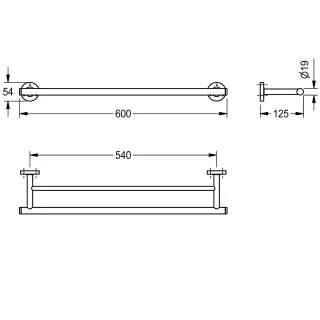 AR MEDIUS Doppelhandtuchstange, Edelstahl, AP KWC Aquarotter - AR MEDIUS Doppelhandtuchstange, Edelstahl, AP
