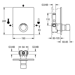 AR F5 Duscharmatur hydr., Mischer, UP Fertigbauset KWC Aquarotter - AR F5 Duscharmatur hydr., Mischer, UP Fertigbauset