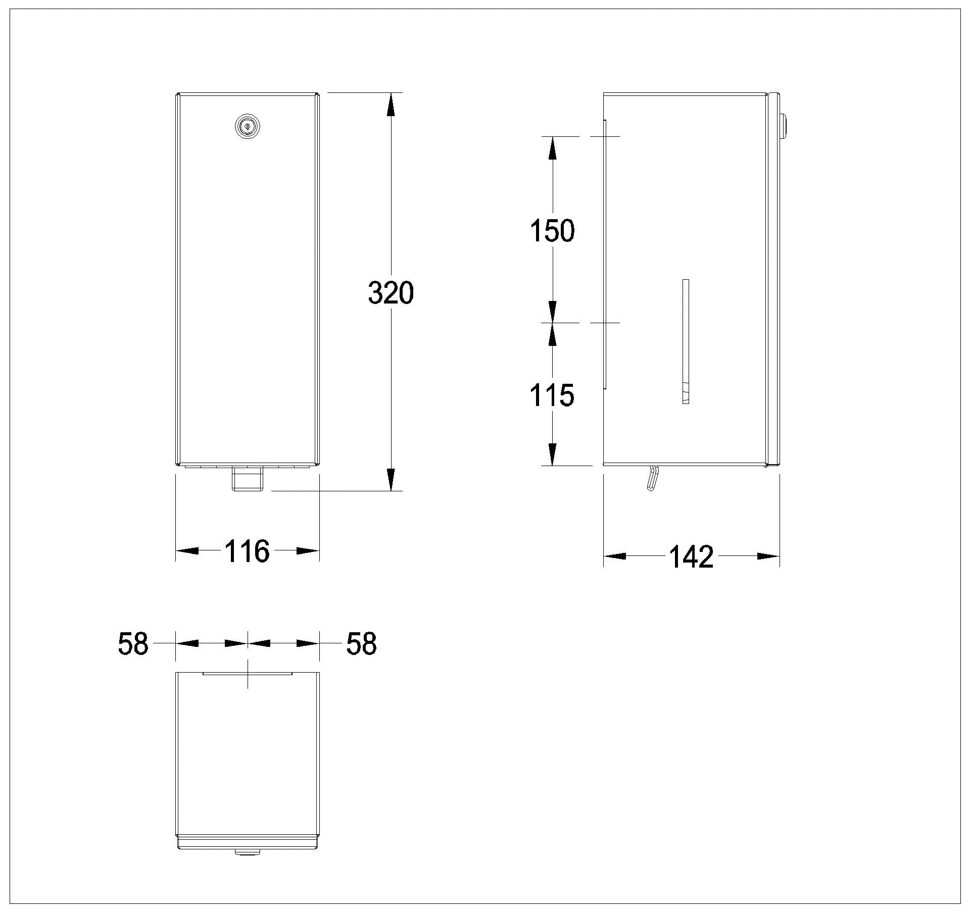 Desinfektionsmittelspender, RODAN, Edelstahl, Aufputz, 116x320x142 mm, RODX629