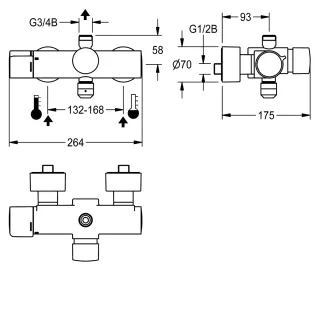 AR F5 Wandbatterie, hydr., Thermostat, Dusche KWC Aquarotter - AR F5 Wandbatterie, hydr., Thermostat, Dusche