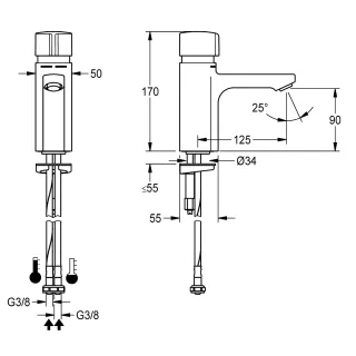 AR F5 Standbatterie, hydr., Mischer KWC Aquarotter - AR F5 Standbatterie, hydr., Mischer