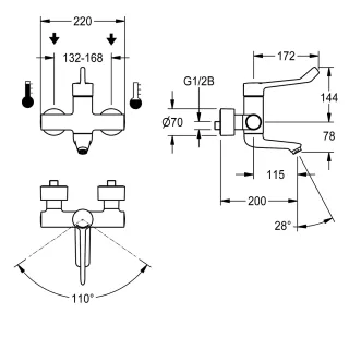 AR F4 Wandbatterie, EHM, Schwenkauslauf KWC Aquarotter - AR F4 Wandbatterie, EHM, Schwenkauslauf