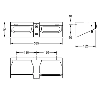 AR RODAN WC-Doppelrollenhalter, Edelstahl, AP KWC Aquarotter - AR RODAN WC-Doppelrollenhalter, Edelstahl, AP