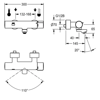 KWC Aquarotter - AR F5 Wandbatterie, elek., Thermostat, Schwenkauslauf