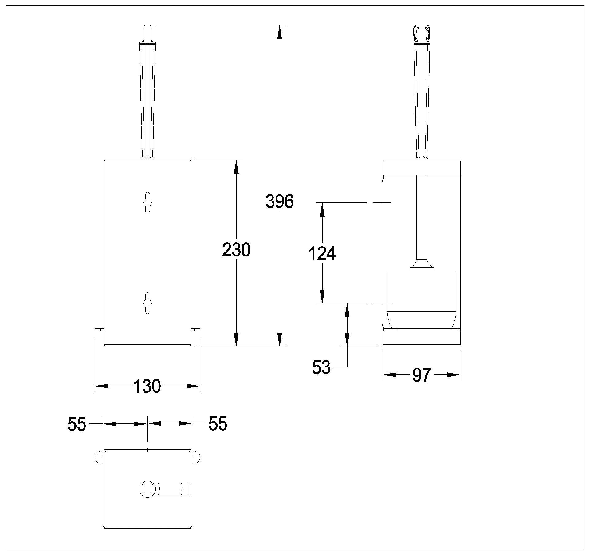 WC-Bürstenhalter, RODAN, Edelstahl, 107x230x97 mm, Aufputz, RODX687