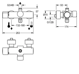 AR F5 Wandbatterie, hydr., Thermostat, Dusche KWC Aquarotter - AR F5 Wandbatterie, hydr., Thermostat, Dusche
