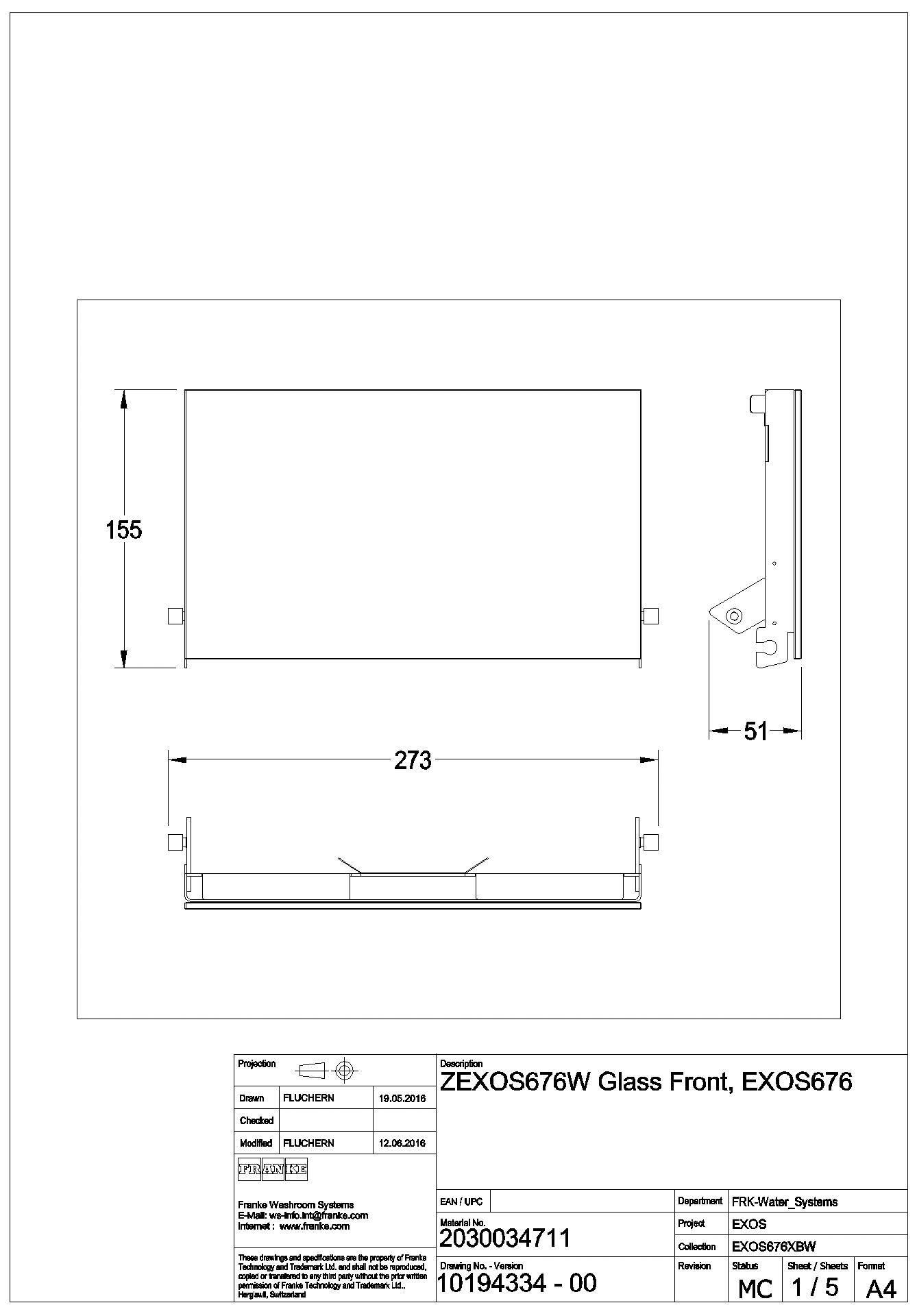 KWC Aquarotter - Front, EXOS, ESG weiß, für EXOS676 , ZEXOS676W