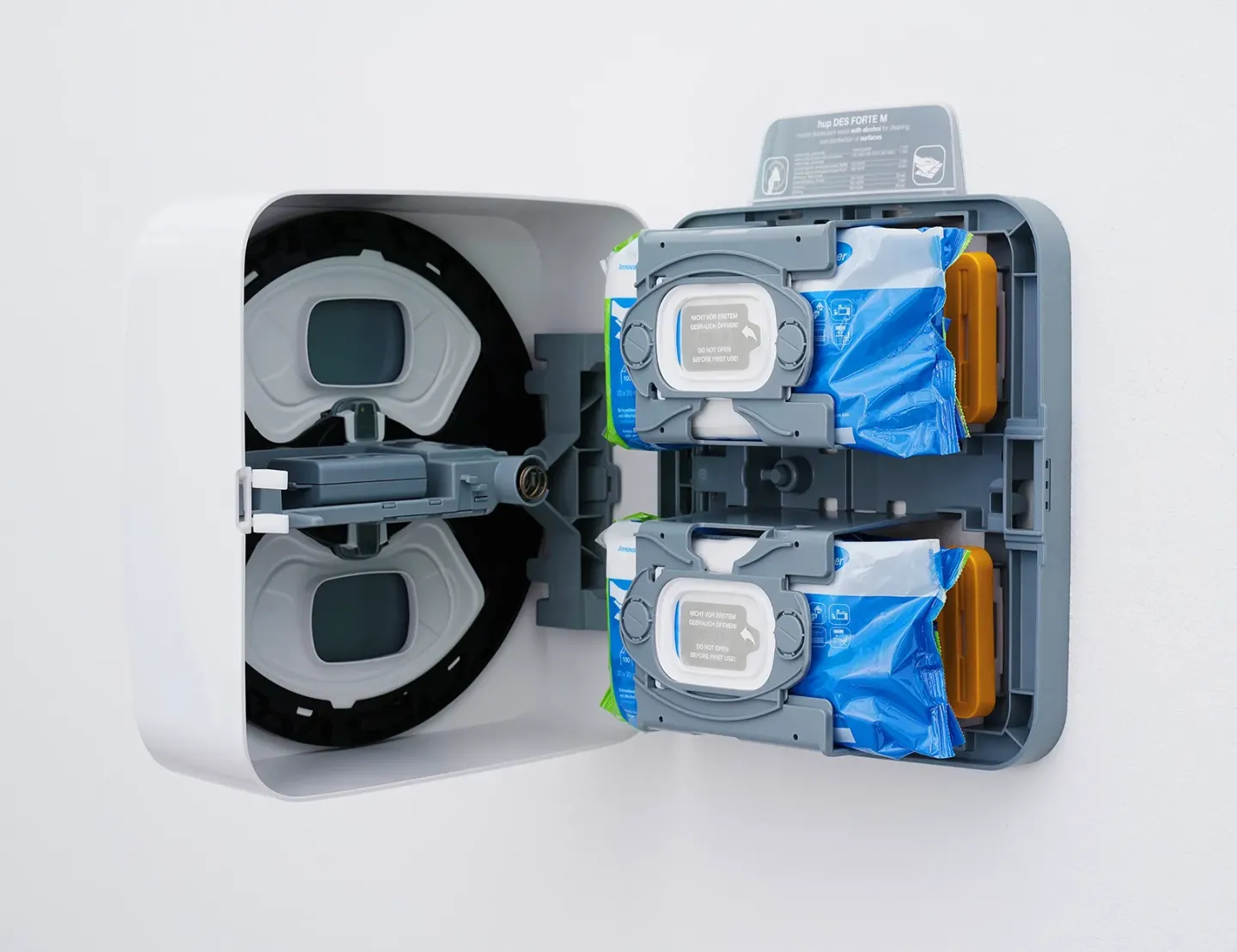 Berührungslose Spender für desinfizierende Feuchttücher, XIBU 2WIPE hybrid Berührungslose Spender für desinfizierende Feuchttücher, XIBU 2WIPE hybrid