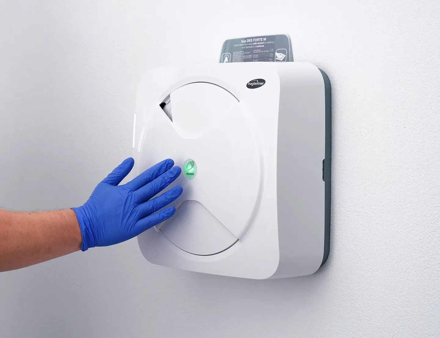 Berührungslose Spender für desinfizierende Feuchttücher, XIBU 2WIPE hybrid Berührungslose Spender für desinfizierende Feuchttücher, XIBU 2WIPE hybrid