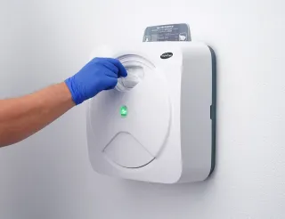 Berührungslose Spender für desinfizierende Feuchttücher, XIBU 2WIPE hybrid Berührungslose Spender für desinfizierende Feuchttücher, XIBU 2WIPE hybrid