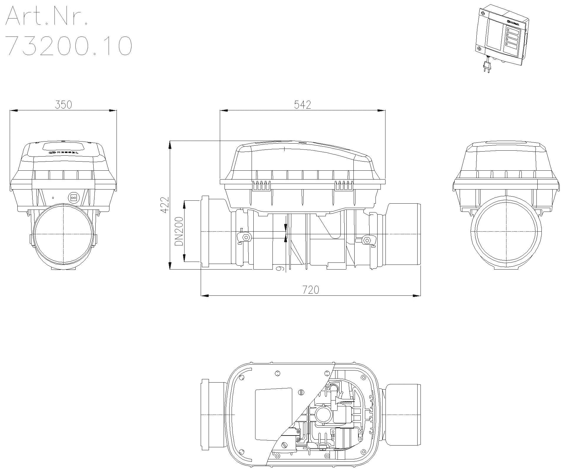 KESSEL-Rückstaudoppelvers. Staufix SWA DN200, für freiliegende Abwasserltg.