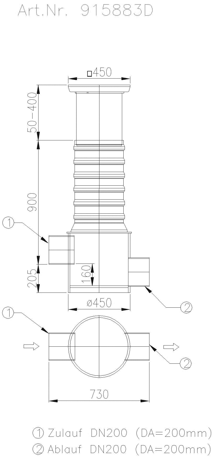KESSEL-Probenahmeschacht DN 200, Klasse D