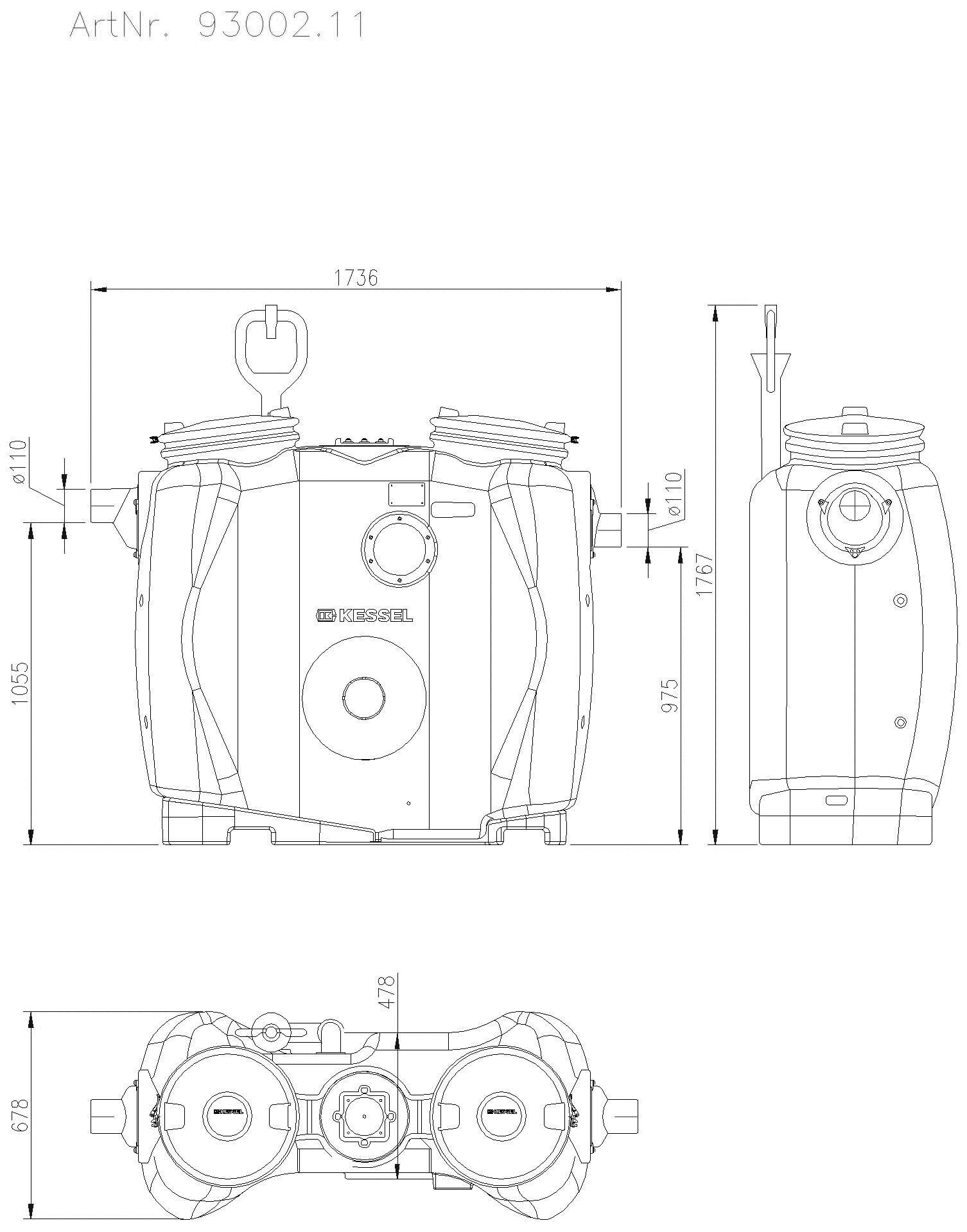 KESSEL-Fettabscheider EasyClean free NS 2, Standard, Fülleinrichtung