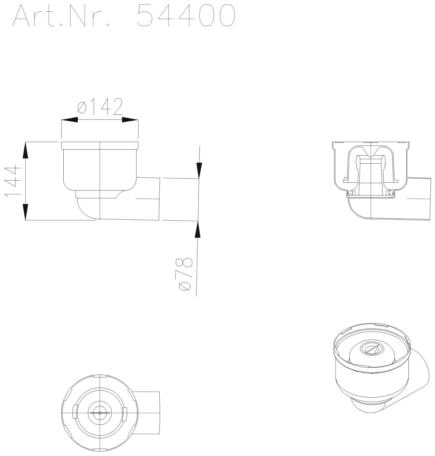 KESSEL-Grundkörper DN70, seitl., mit GV