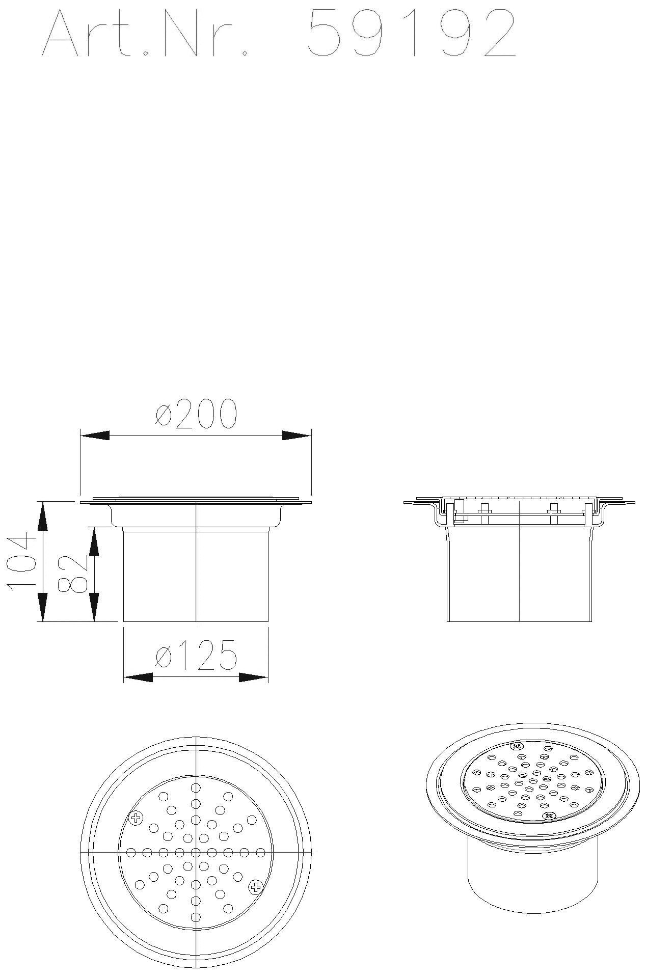 KESSEL-Aufsatzstück Ferrofix Sys 125, für PVC-Beläge, Lochrost, L 15