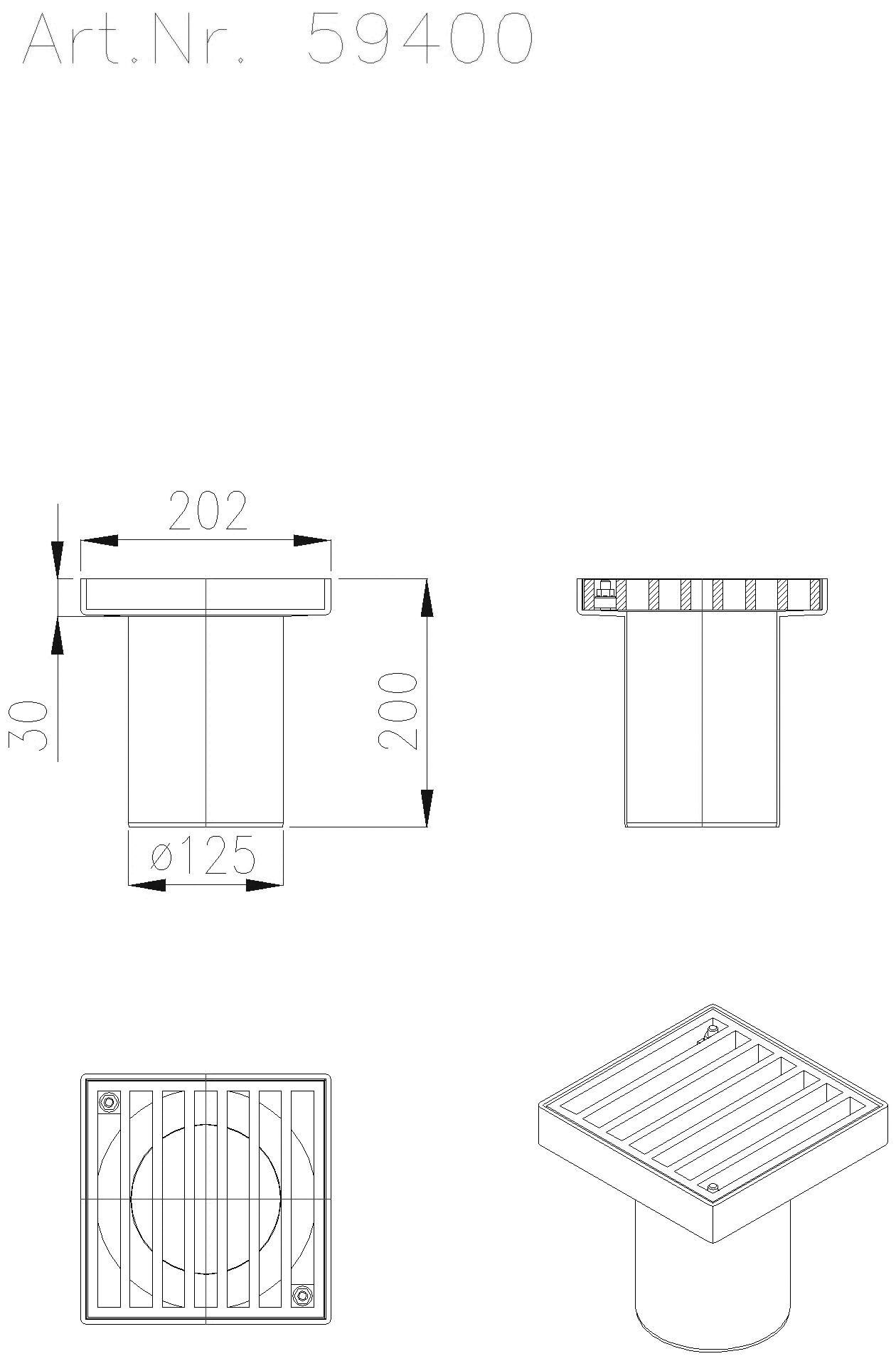 KESSEL-Aufsatzstück Stabrost, verschr, Klasse D400