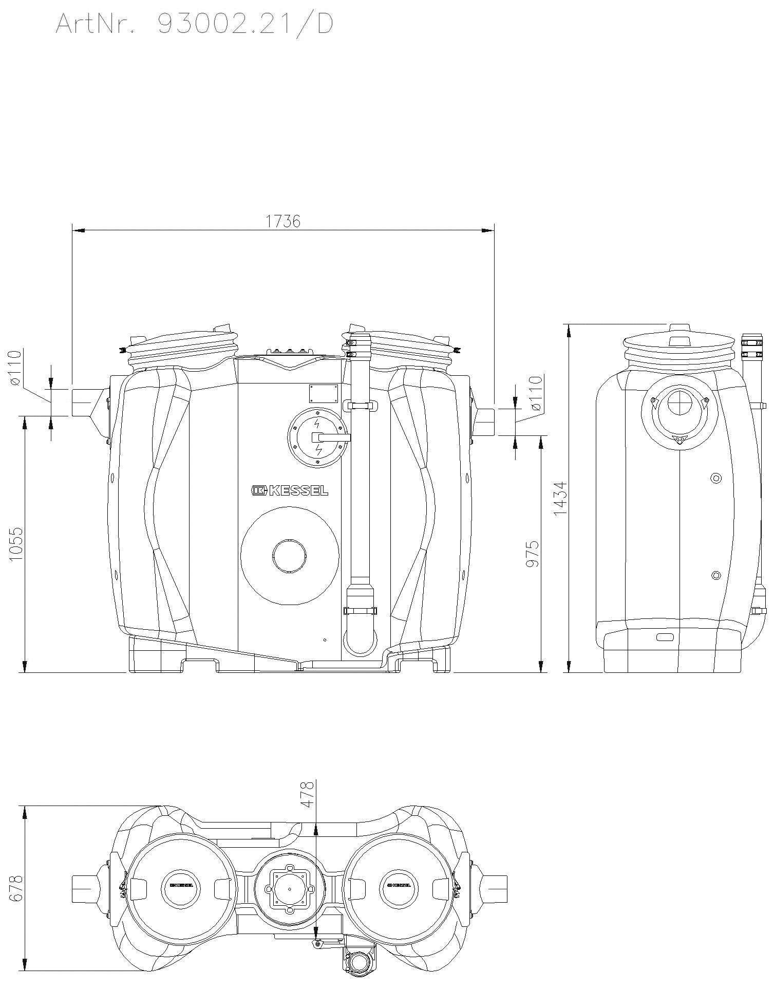 KESSEL Entwässerungstechnik - KESSEL-Fettabscheider EasyClean free NS 2, Direct, Schauglas