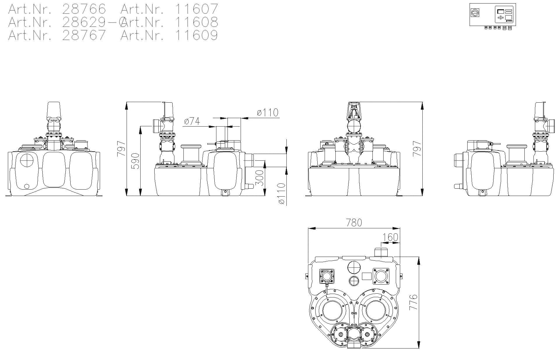 KESSEL-Hebeanlage Aqualift F Duo Comfort, SPF 1500-S3, Schieber