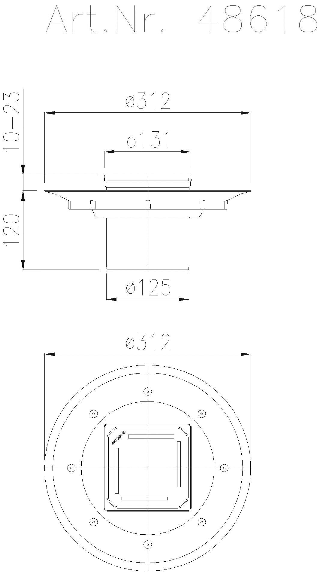 KESSEL-Dünnbettaufsatz Designrost Slot,120x120