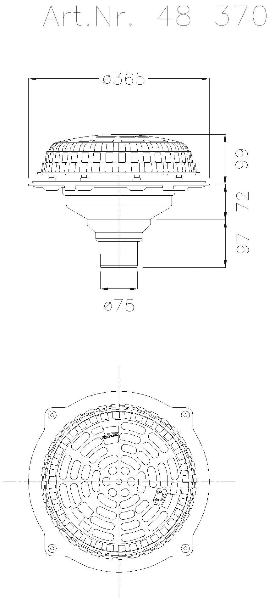 KESSEL-Flachdachablauf Pressfl., DN 70, ohne Heizung