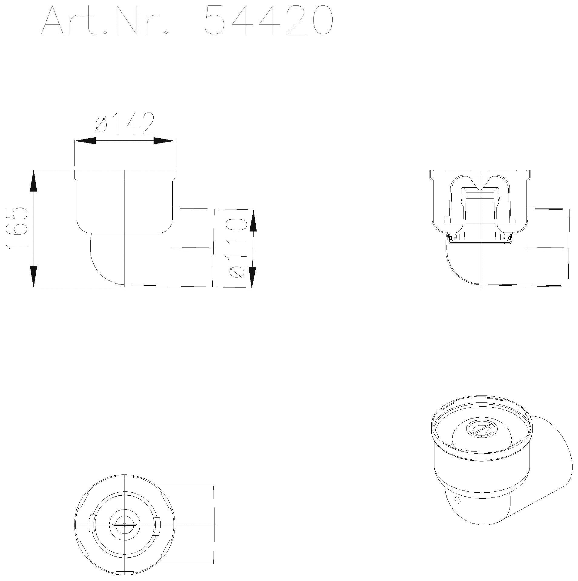 KESSEL-Grundkörper DN100, seitl., mit GV