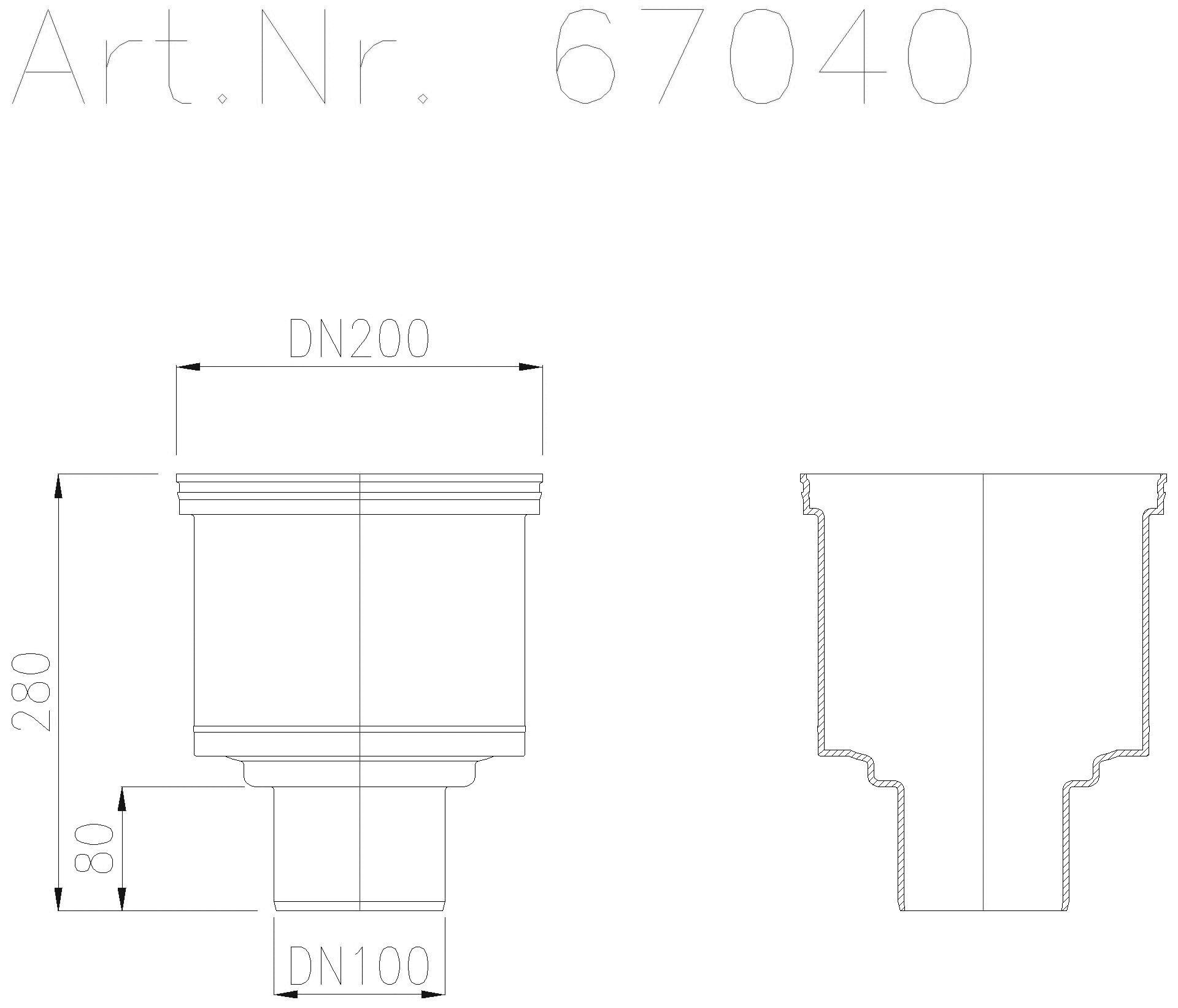 KESSEL-Ablaufkörper DN100 Auslauf senkr.