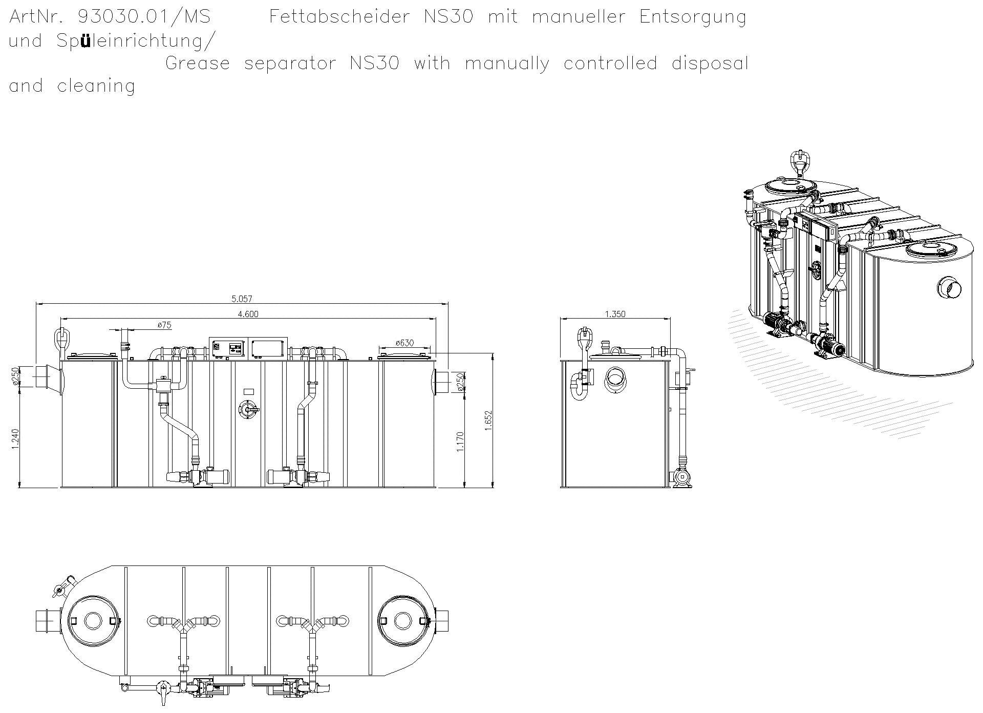 KESSEL Entwässerungstechnik - KESSEL-Fettabscheider EasyClean free NS 30, Mix & Pump