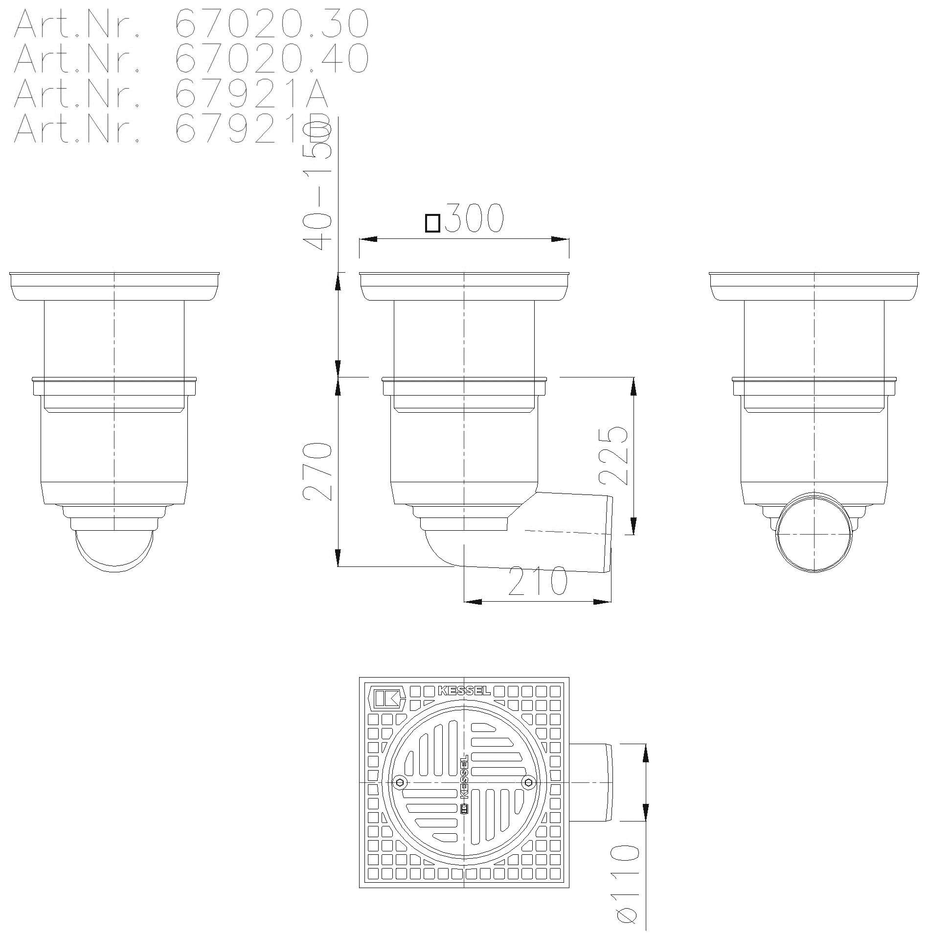 KESSEL-Hofablauf System 200, seitlich, Schlitzrost, A 15