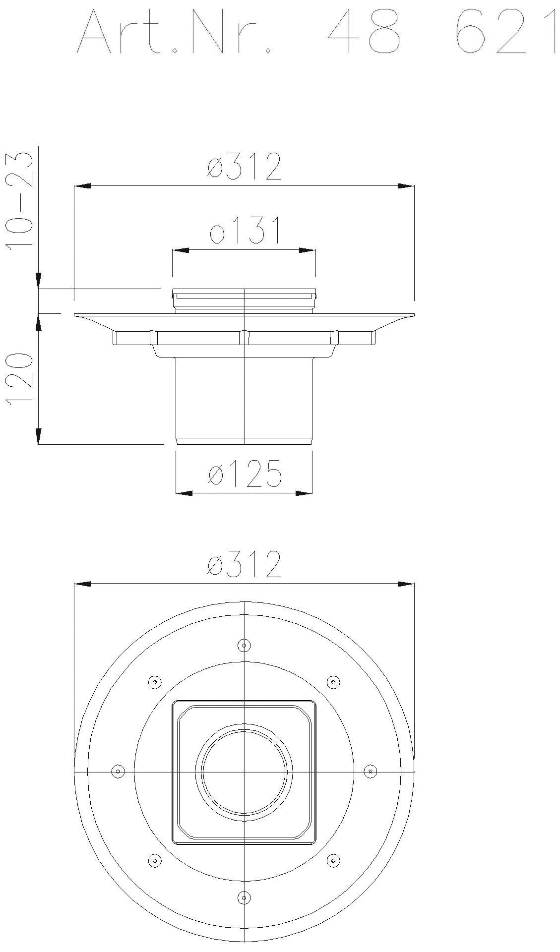 KESSEL-Dünnbettaufsatz Designrost Spot,120x120,Lock&Lift