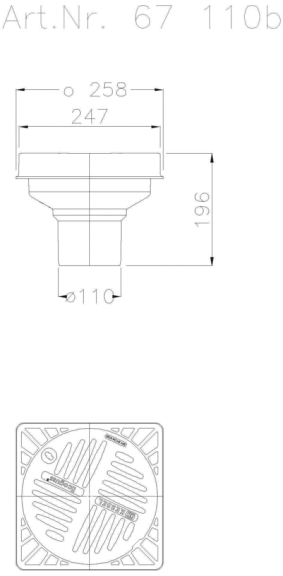 KESSEL-Hofablauf System 100, senkr., Schlitzrost, B 125