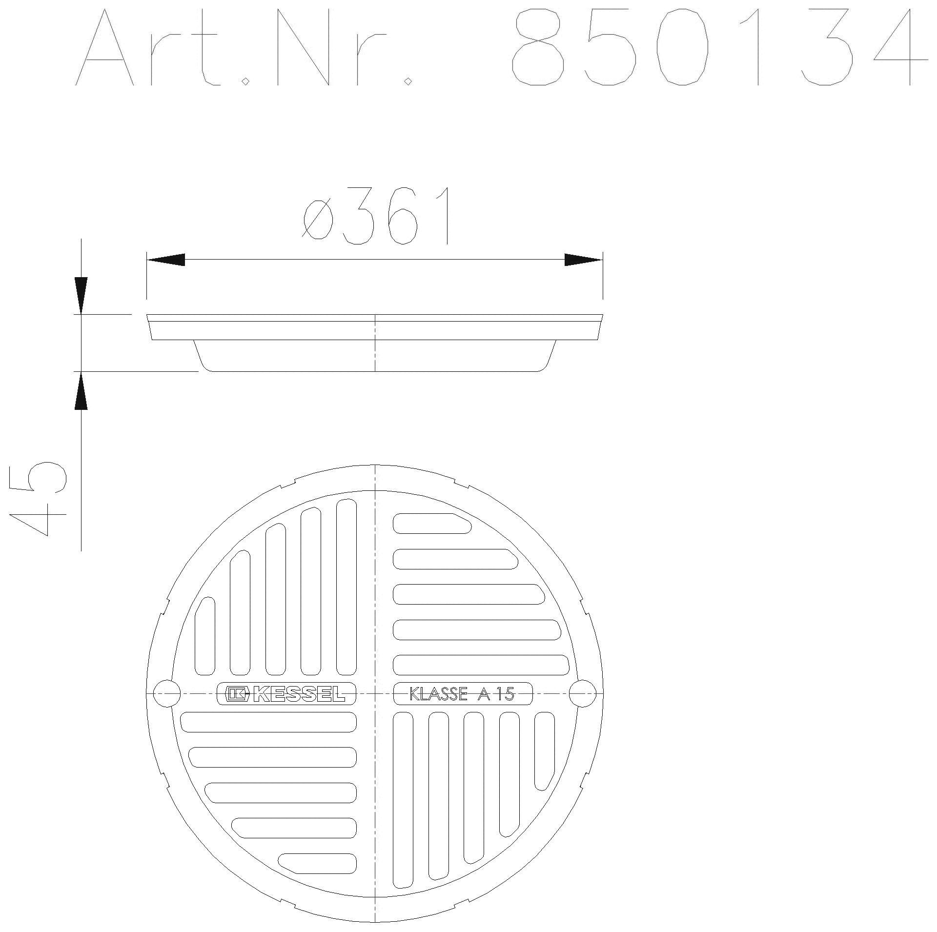 KESSEL-Einlegerost Schlitzrost rund, d: 362 mm, Kunststoff