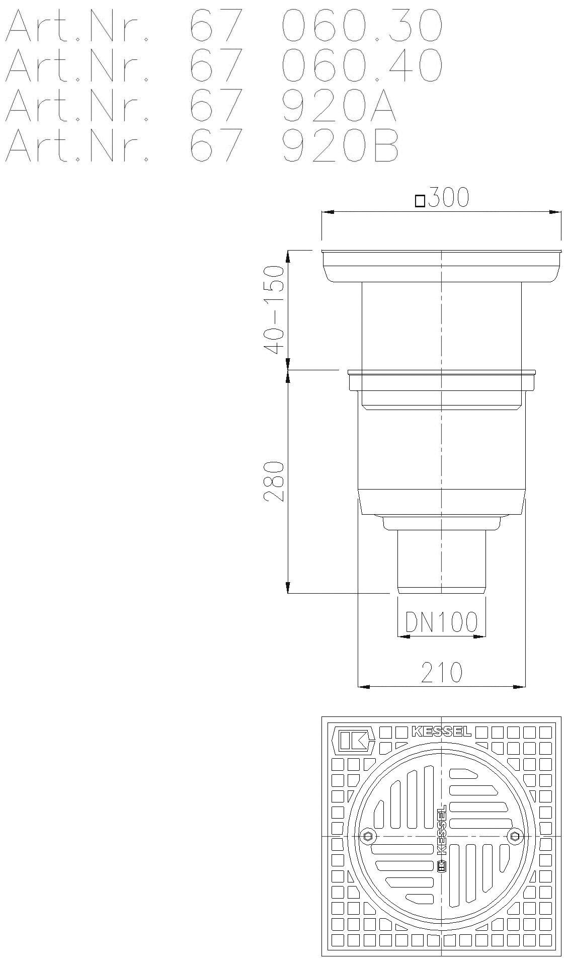 KESSEL-Hofablauf System 200, senkrecht, Schlitzrost, A 15