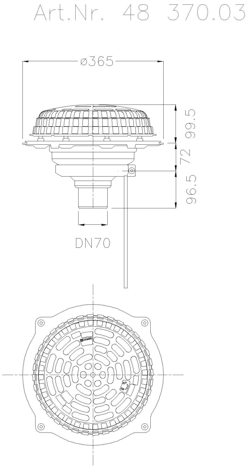 KESSEL-Flachdachablauf Pressfl., DN 70, mit Heizung