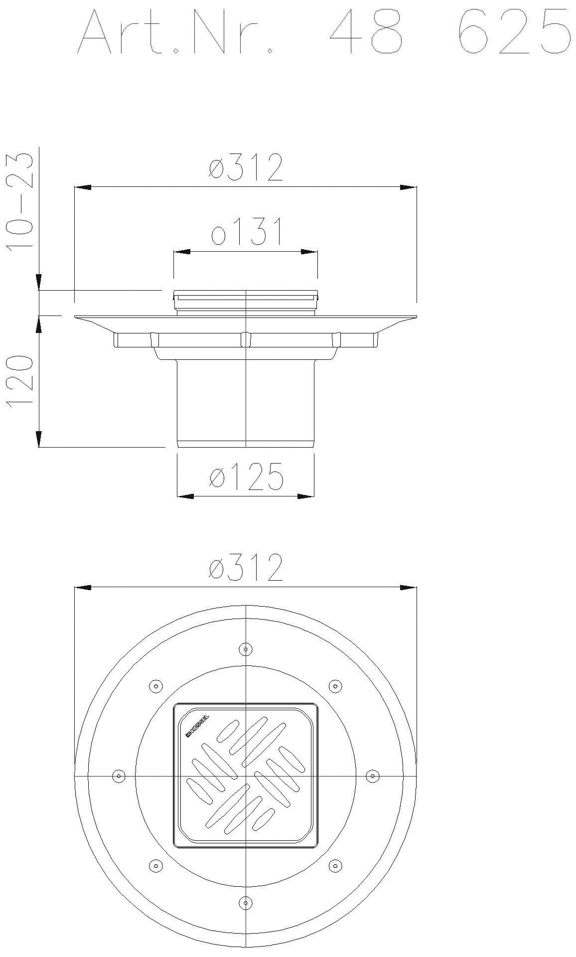 KESSEL-Dünnbettaufsatz Designrost Kessel,120x120