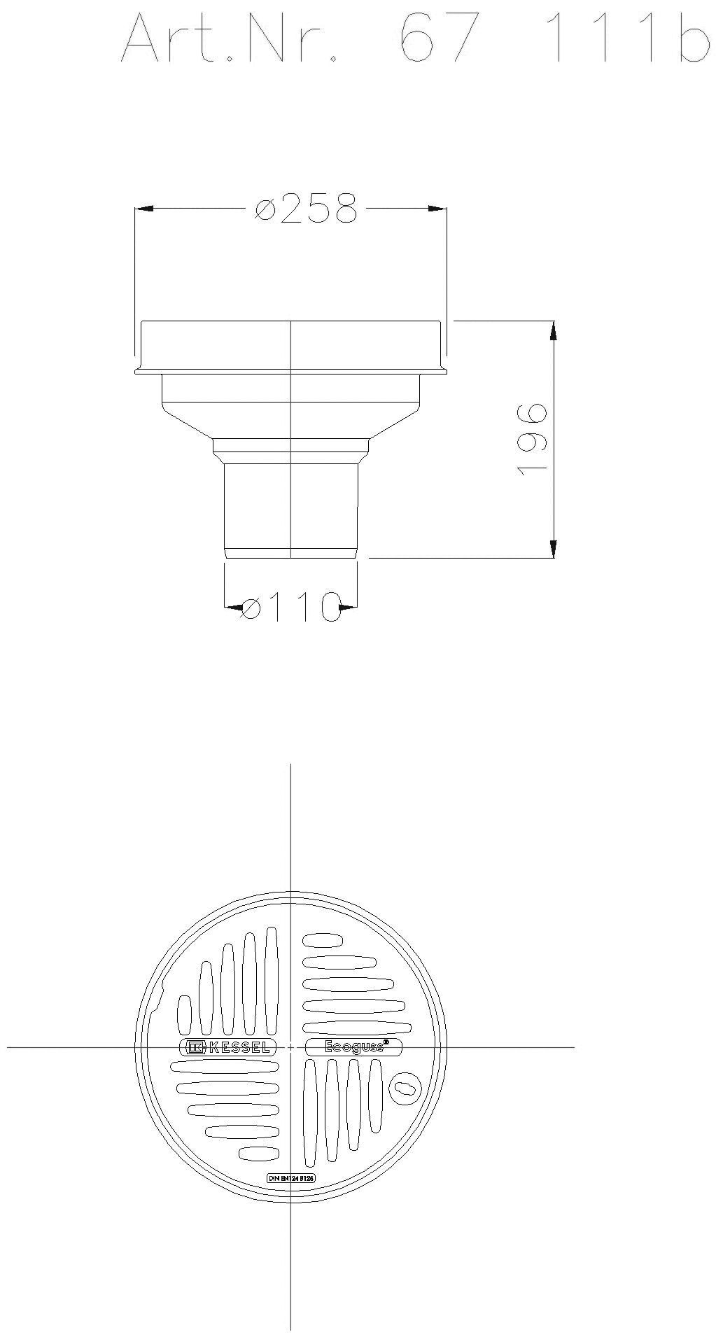 KESSEL-Hofablauf System 100, senkrecht, rund, B 125