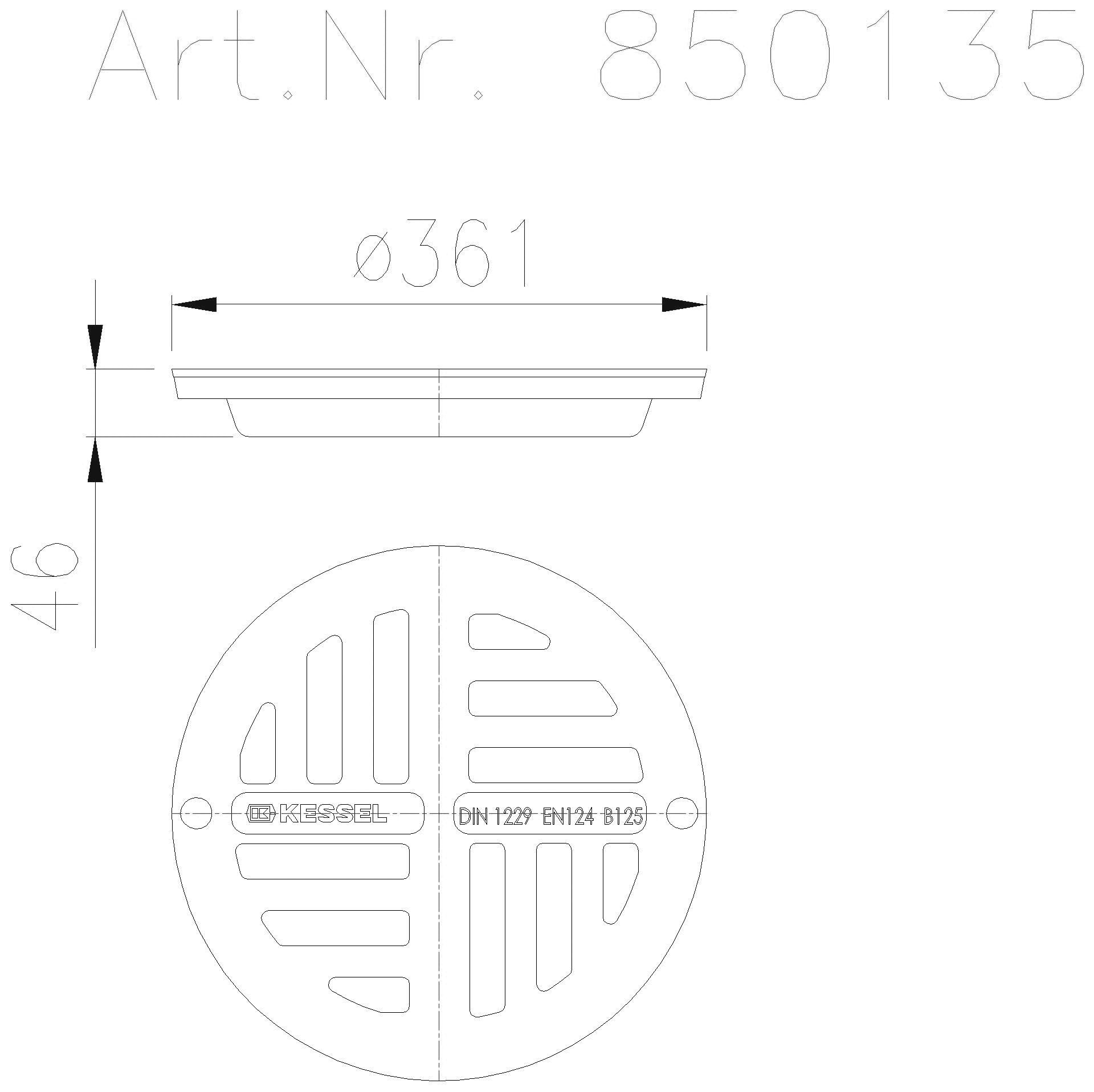 KESSEL-Einlegerost Schlitzrost rund, d: 362 mm, Grauguss