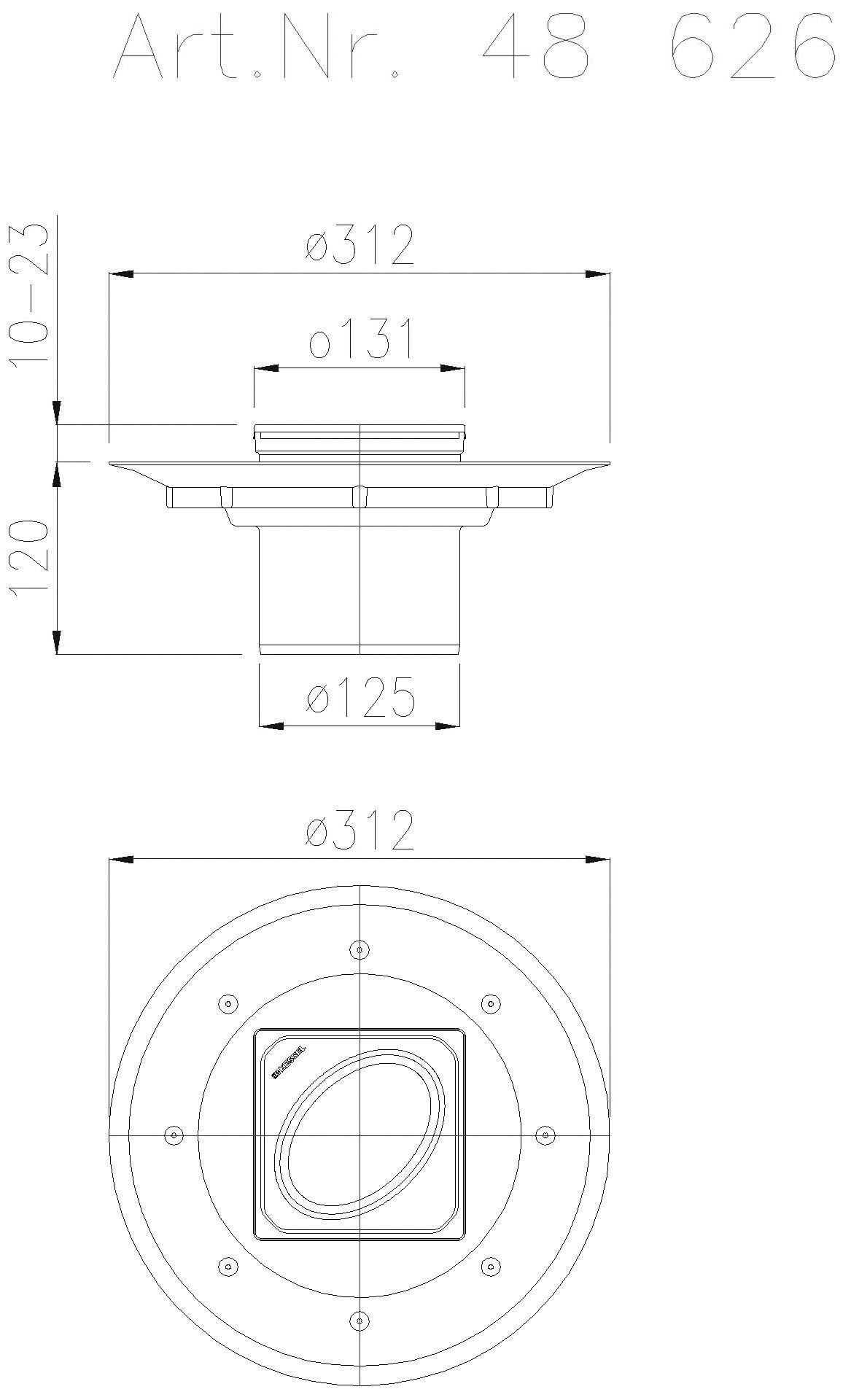 KESSEL-Dünnbettaufsatz Variofix Designrost Oval, ohne Lock&Lift, V2A