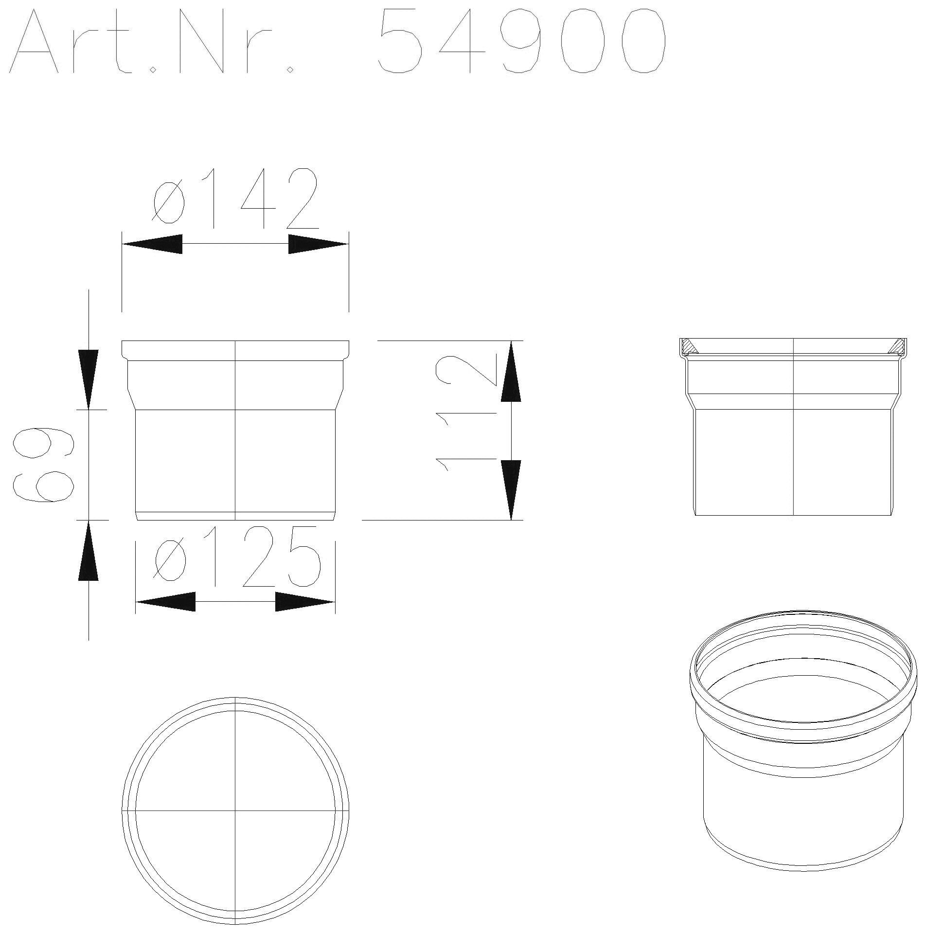 KESSEL-Zwischenstück System 125 V2A